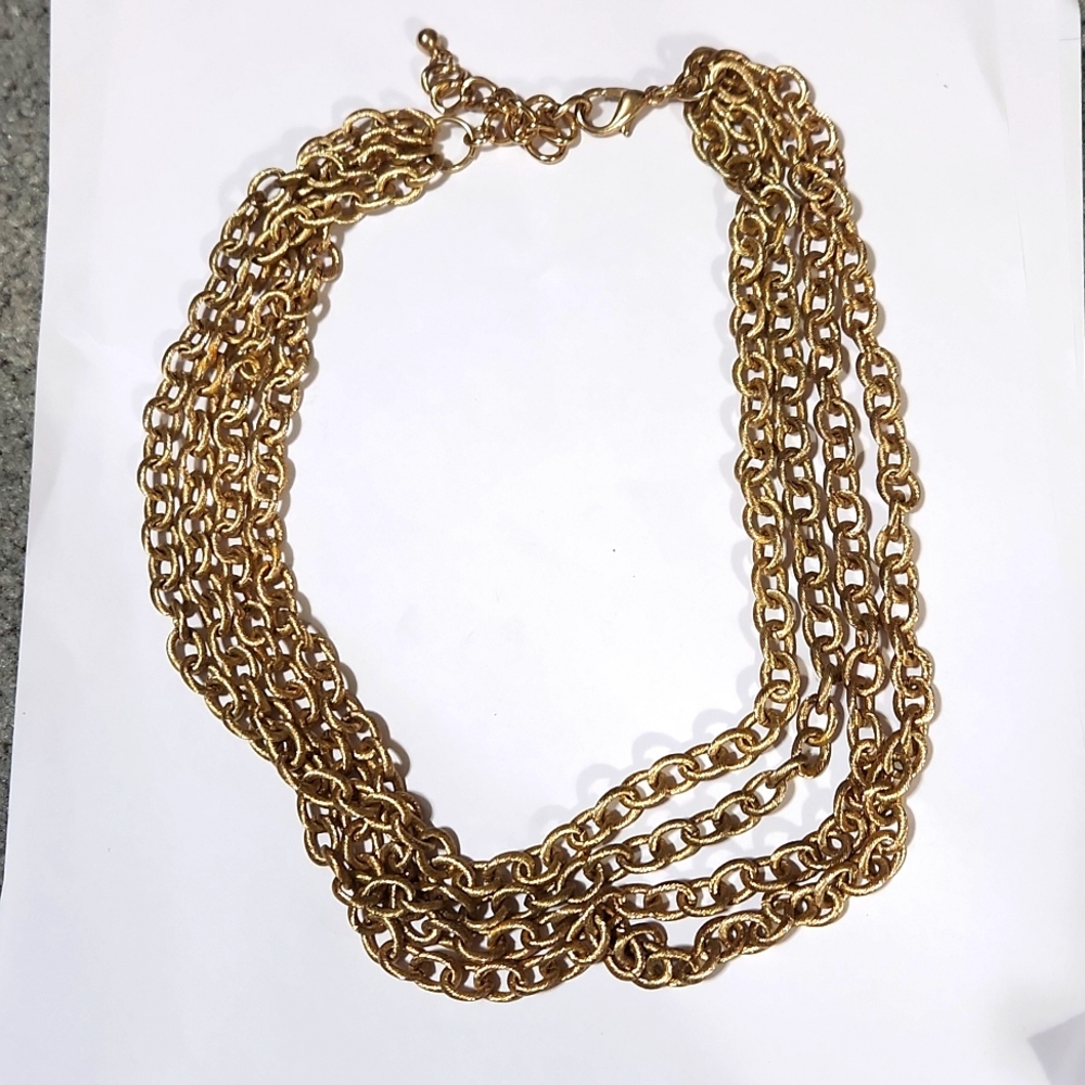 4 strands brushed layered gold toned chains